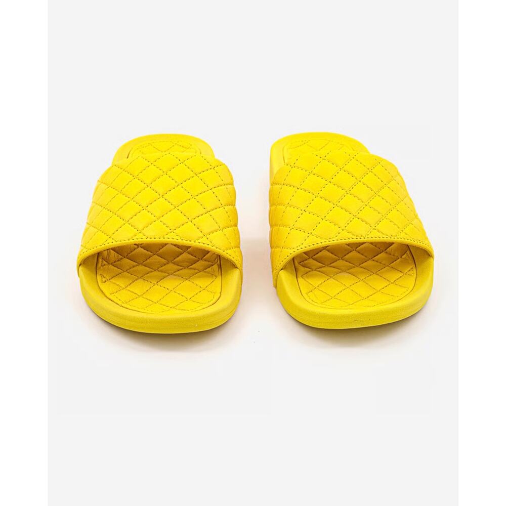 New men’s APL Lusso leather slides sandals racing yellow size 10 - Picture 3 of 7